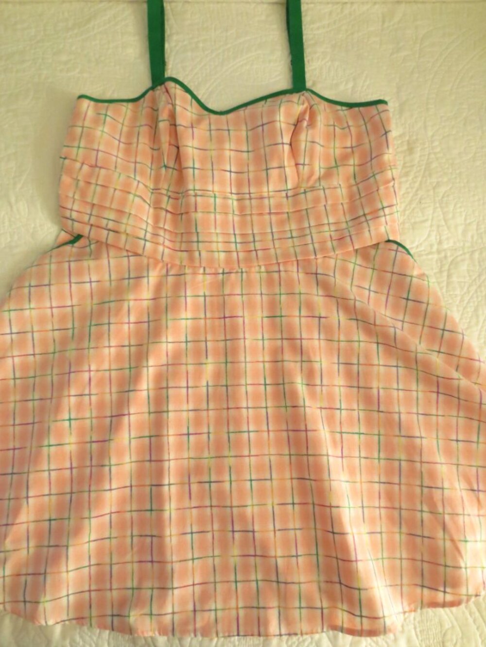 Unique Vintage Pink & Green Plaid Fit & Flare Cotton Dress - Picture 7 of 15